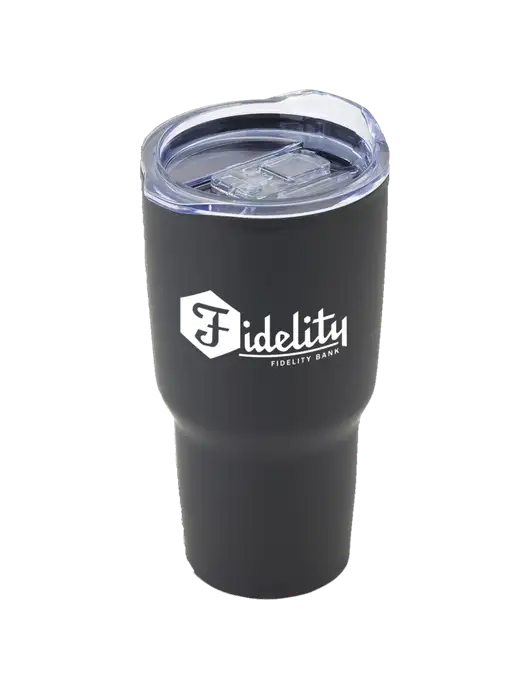 Odyssey Black 30 oz Travel Tumbler w/Fidelity Bank Logo