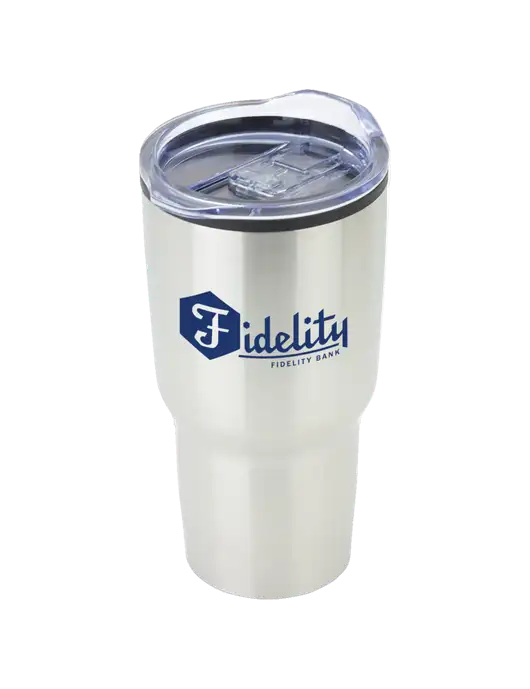 Odyssey Silver 30 oz Travel Tumbler w/Fidelity Bank Logo