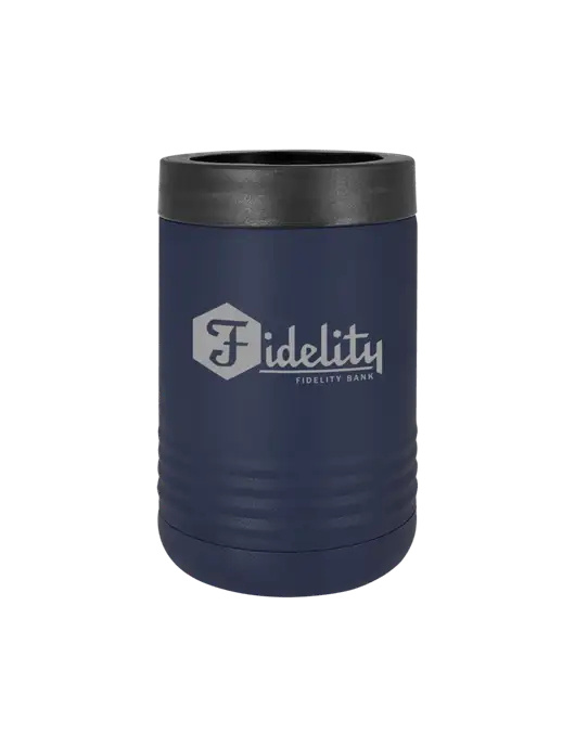 Polar Camel 12 oz Powder Coated Navy Vacuum Insulated Beverage Holder w/Fidelity Bank Logo