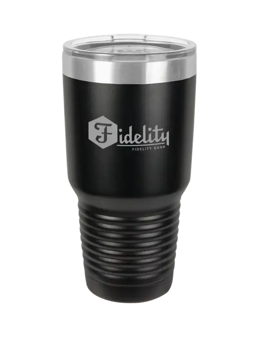 Polar Camel 30 oz Powder Coated Black Vacuum Insulated Tumbler w/Fidelity Bank Logo