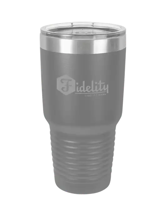 Polar Camel 30 oz Powder Coated Grey Vacuum Insulated Tumbler w/Fidelity Bank Logo