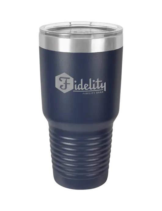 Polar Camel 30 oz Powder Coated Navy Vacuum Insulated Tumbler w/Fidelity Bank Logo