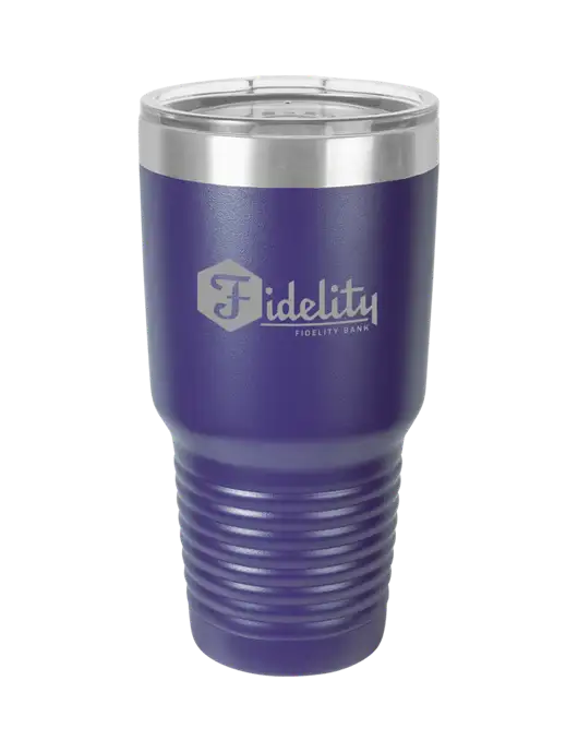 Polar Camel 30 oz Powder Coated Purple Vacuum Insulated Tumbler w/Fidelity Bank Logo