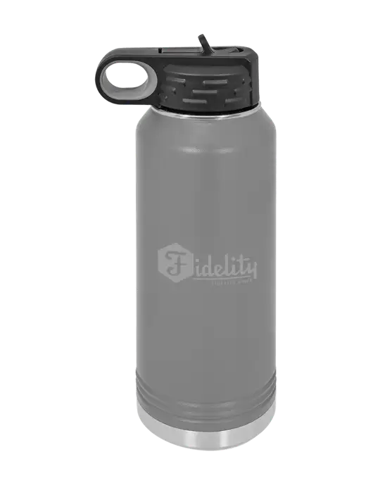 Polar Camel 32 oz Powder Coated Grey Vacuum Insulated Water Bottle w/Fidelity Bank Logo