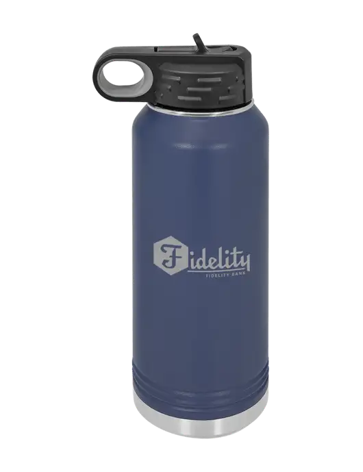 Polar Camel 32 oz Powder Coated Navy Vacuum Insulated Water Bottle w/Fidelity Bank Logo