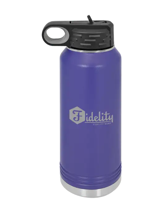 Polar Camel 32 oz Powder Coated Purple Vacuum Insulated Water Bottle w/Fidelity Bank Logo