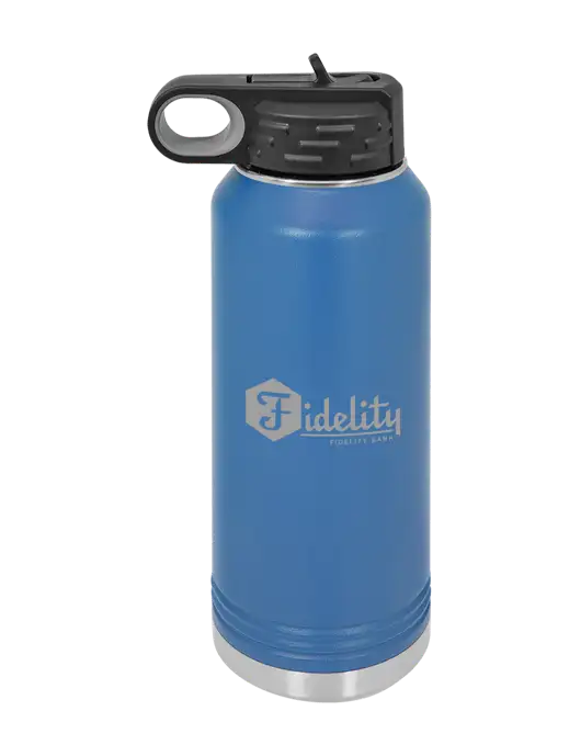 Polar Camel 32 oz Powder Coated Royal Vacuum Insulated Water Bottle w/Fidelity Bank Logo