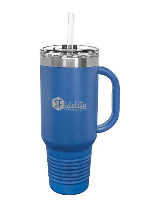 Polar Camel 40 oz. Powder Coated Vacuum Insulated Royal Travel Mug with Straw w/Fidelity Bank Logo