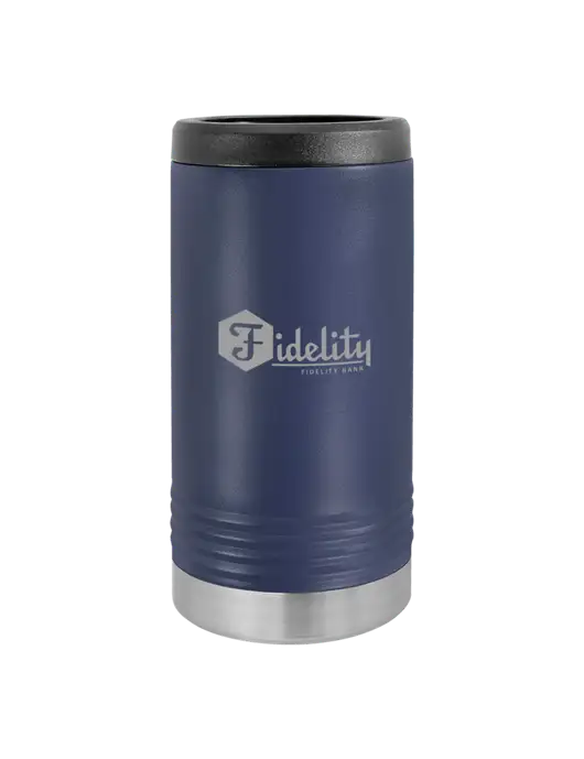 Polar Camel Powder Coated Navy Vacuum Insulated Slim Beverage Holder w/Fidelity Bank Logo