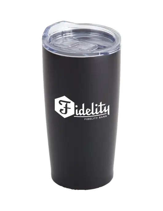 Society Black 20 oz Insulated Tumbler w/Fidelity Bank Logo