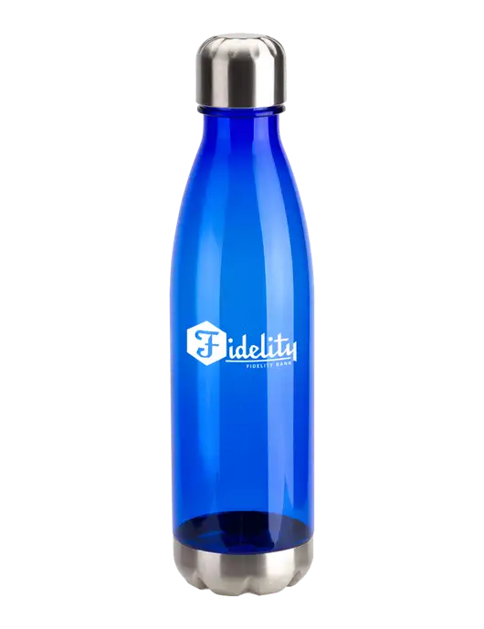 Bayside Tritan Blue 25 oz Bottle with Stainless Base and Cap w/Fidelity Bank Logo