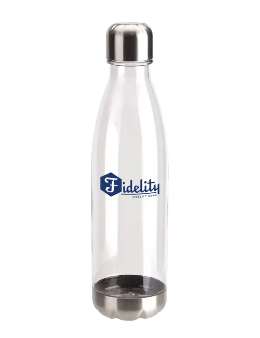 Bayside Tritan Clear 25 oz Bottle with Stainless Base and Cap w/Fidelity Bank Logo