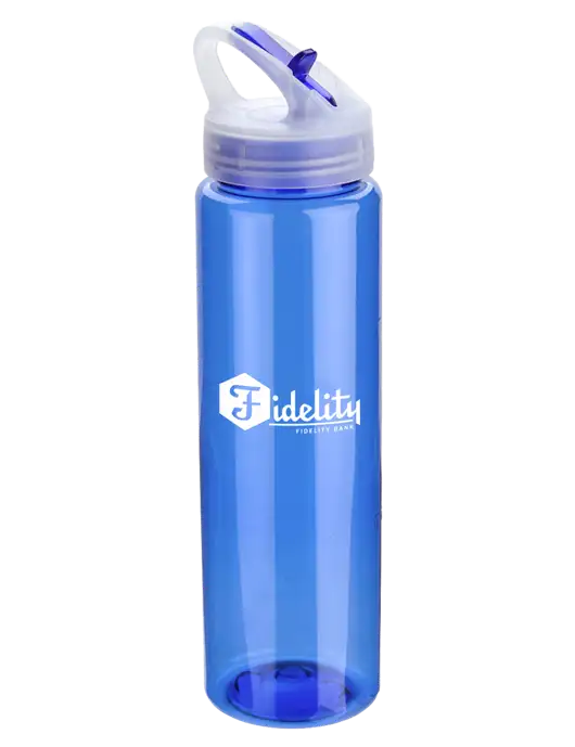Buddy Blue 32 oz PET Bottle with Flip Lid w/Fidelity Bank Logo