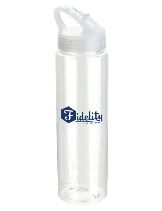 Buddy Clear 32 oz PET Bottle with Flip Lid w/Fidelity Bank Logo