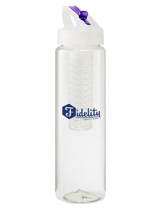 Buddy Infuser Purple 32 oz PET Bottle with Flip Lid w/Fidelity Bank Logo