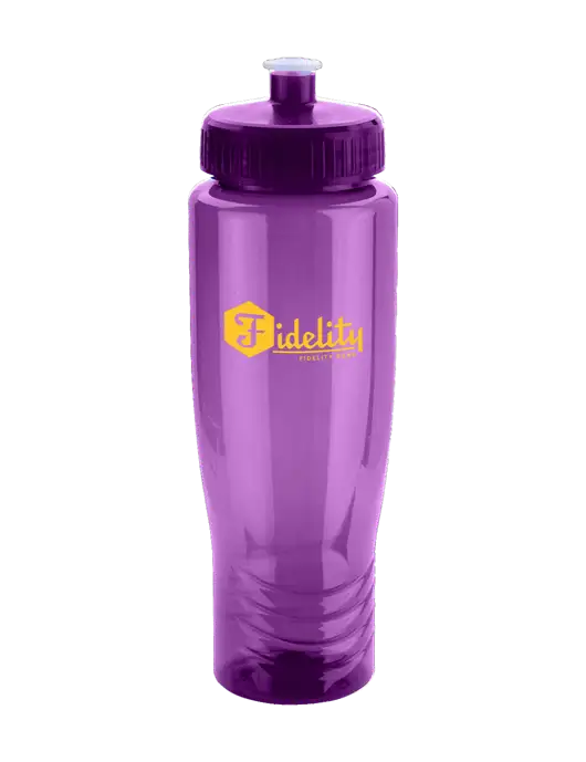 Roam Purple 28 oz Eco-Polyclear Bottle with Push Pull Lid w/Fidelity Bank Logo