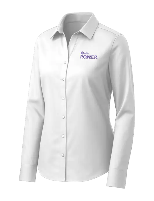 Brooks Brothers Womens White Wrinkle-Free Stretch Pinpoint Shirt w/Power Logo