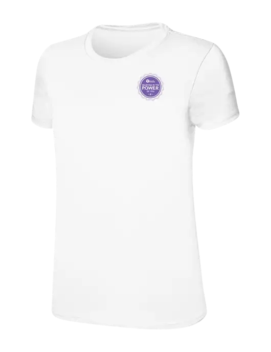 Womens Ring Spun White 4.5 oz T-Shirt w/Power Logo