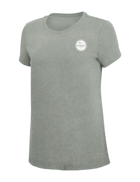 Womens Simply Soft Grey Frost 4.5oz  Poly/Combed Ring Spun Cotton T-Shirt w/Power Logo