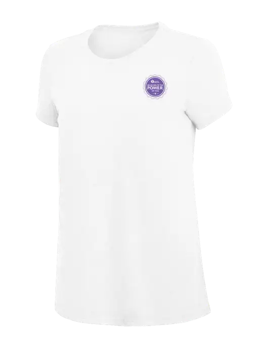 Womens Simply Soft White 4.5oz Poly/Combed Ring Spun Cotton T-Shirt
 w/Power Logo